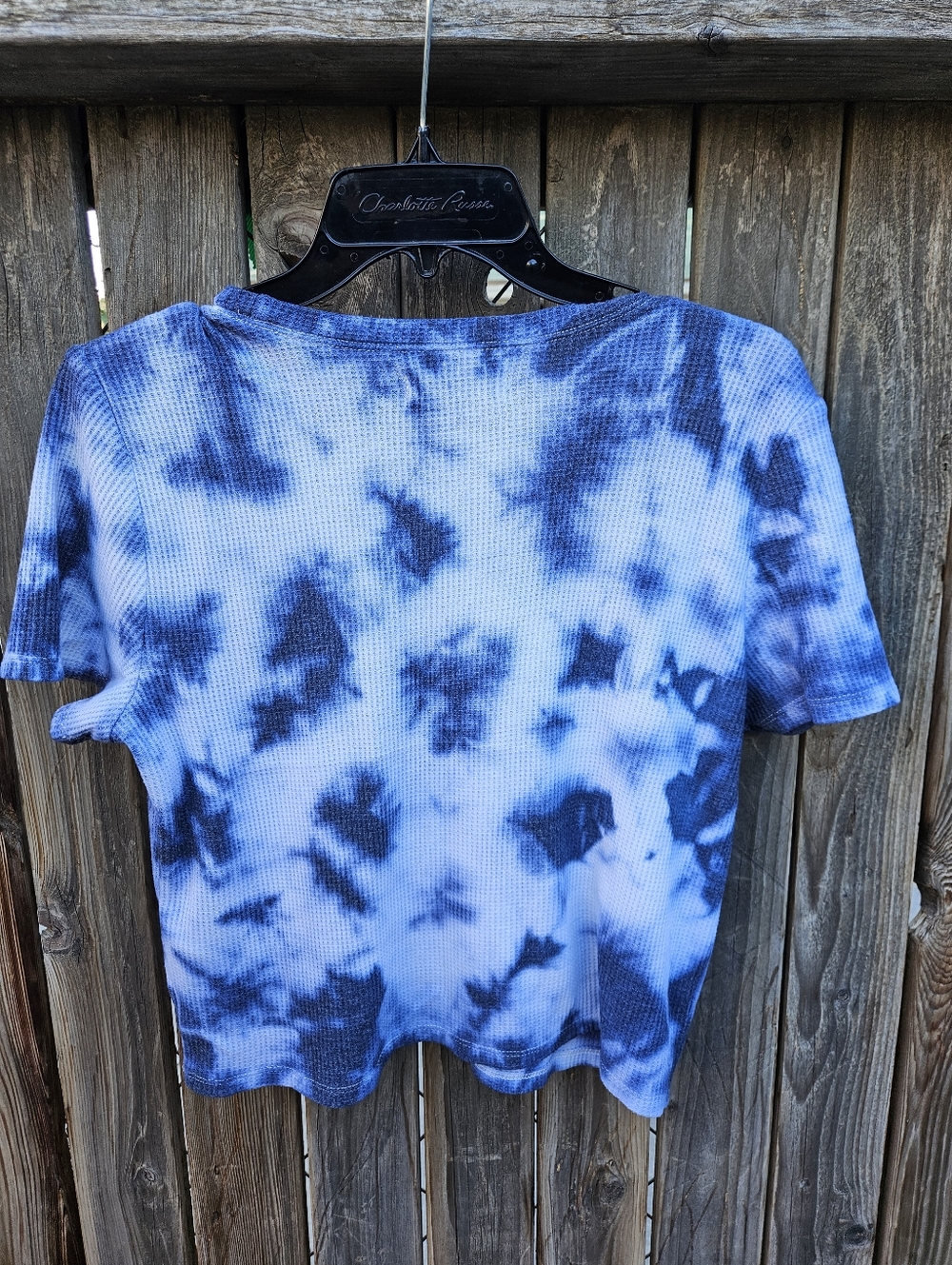 Hollister Blue Tie-Dye Waffle Short Sleeve Tee Size L - Picture 13 of 16